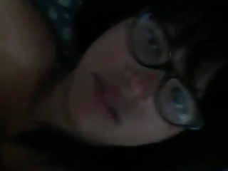 Natural busty Latina in glasses titty fucked to..