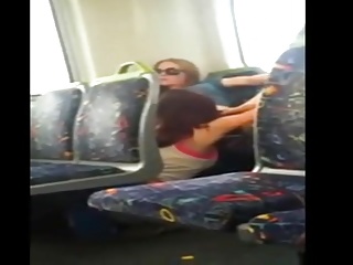 Amateur lesbians having fun on a bus