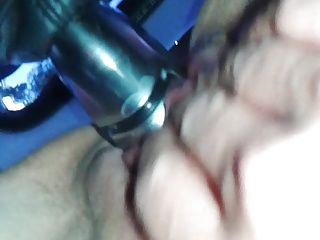 Skinny granny puts auto lever and take cock