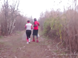 Outdoors doggy banging for the chubby ebony chick