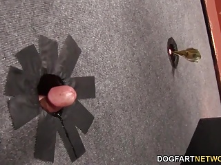 Gloryhole slut Maserati XXX takes white cocks