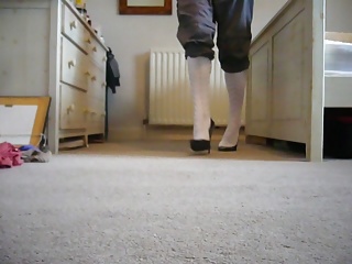 7inch heels and White knee socks