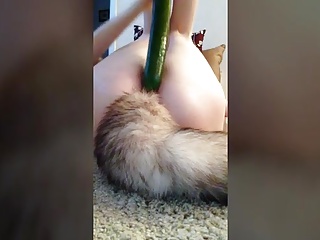 Cumming With Her Tail Butt Plug And Dildo 3