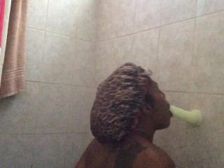 Fucking Dildo in Mom Shower
