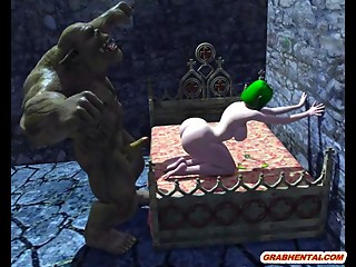3D hentai Orc fucking big breasted Elf