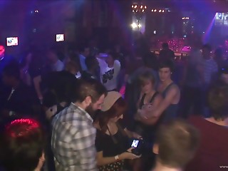 Drunk beauties at a club flash their love melons..
