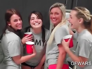 College chicks drinking and flashing assets at a..