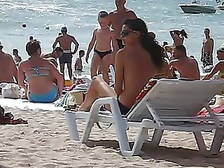 Super Sexy Honeys Sunbathing Topless at the Beach